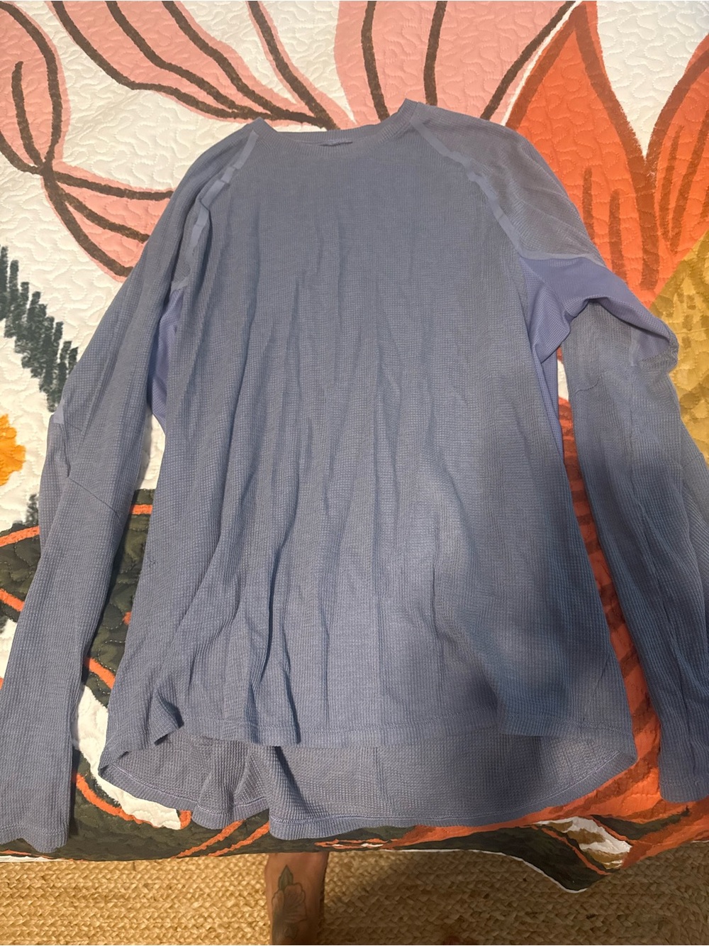 lululemon athletica Periwinkle Long Sleeve Waffle Top